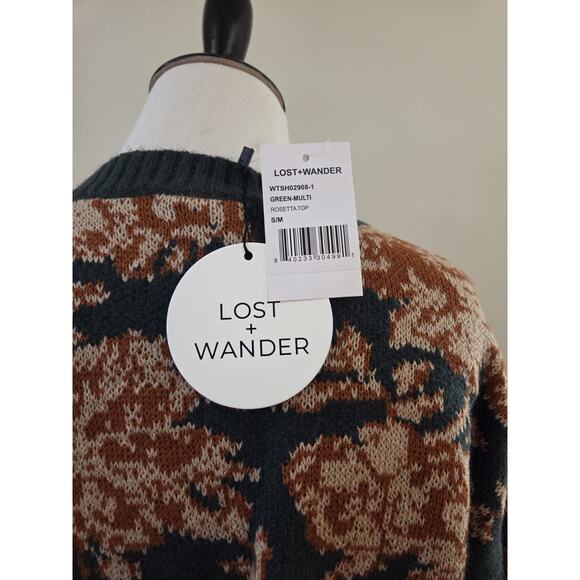 NWT Lost & Wander Fall Green Brown Sweater Women's Small Cozy Warm Cabincore - Picture 5 of 10